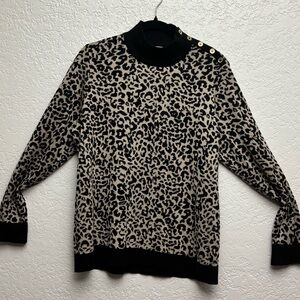 Calvin Klein Animal Print Sweater with Black Trim